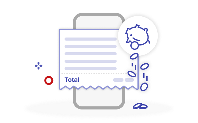 Line drawing: A phone with a graph on top