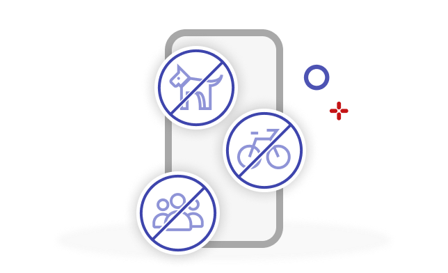 Line drawing: A phone with a crossed out geographical zone